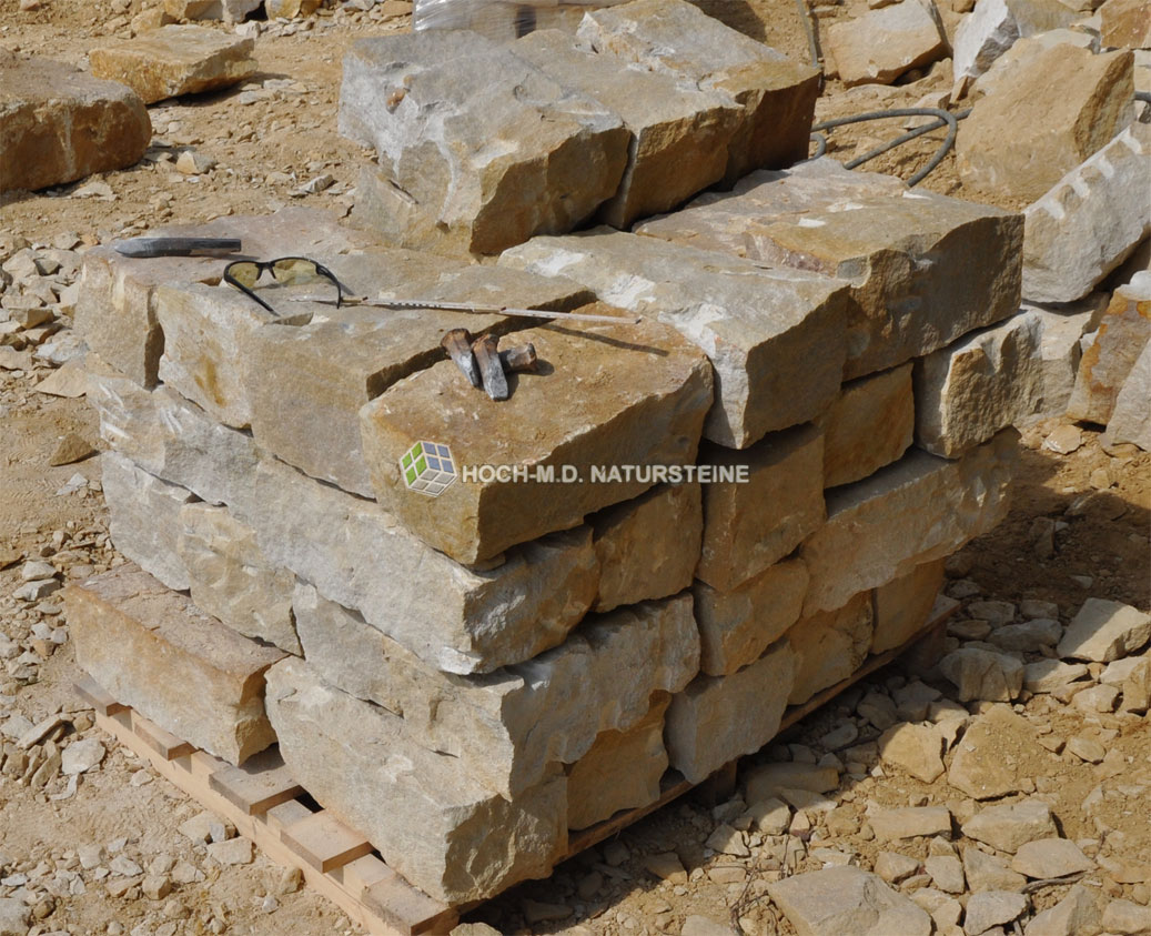 Sandstein Mauersteine Flavus gelb 20/20/40 cm